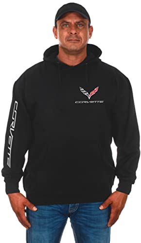 JH DESIGN GROUP Herren Corvette C7 Classic Hoodie Pullover Sweatshirt in Schwarz, Schwarz, Large von JH DESIGN GROUP
