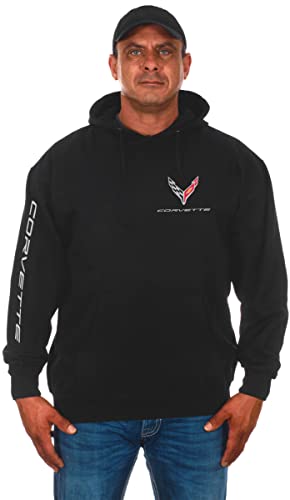 JH DESIGN GROUP Herren Corvette C8 Classic Hoodie Pullover Sweatshirt in Schwarz, Schwarz, X-Large von JH DESIGN GROUP