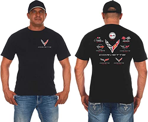 JH DESIGN GROUP Herren Corvette T-Shirt C8 C7 C6 C5 C4 C3 C2 C1 Collage Shirt, Schwarz, Mittel von JH DESIGN GROUP