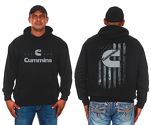 JH DESIGN GROUP Herren Cummins Diesel Pullover Hoodie Amerikanische Flagge Schwarz 2 Seiten Sweatshirt, Schwarz, XX-Large von JH DESIGN GROUP