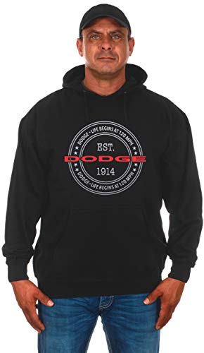 JH DESIGN GROUP Herren Dodge Est. 1914 Logo Pullover Hoodie Sweatshirt - Schwarz - Large von JH DESIGN GROUP