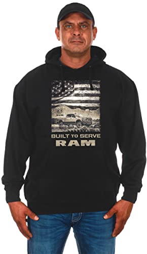 JH DESIGN GROUP Herren Dodge Ram Built To Serve Pullover Kapuzen-Sweatshirt, Schwarz, X-Large von JH DESIGN GROUP