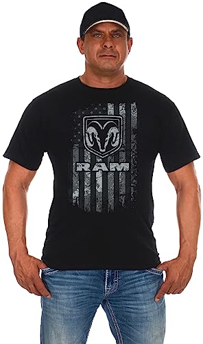 JH DESIGN GROUP Herren Dodge Ram T-Shirt Amerikanische Flagge Schwarz Rundhals Shirt, Schwarz, Mittel von JH DESIGN GROUP