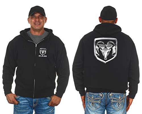 JH DESIGN GROUP Herren Dodge Ram Zip Up Hoodie Schwarz Sweatshirt, Schwarz, XXX-Large von JH DESIGN GROUP