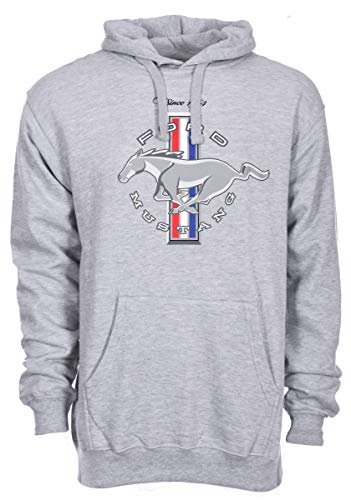 JH DESIGN GROUP Herren Ford Mustang Classic Tri-Bar Pony Emblem Pullover Heather Grey Hoodie, Meliert, grau, X-Large von JH DESIGN GROUP