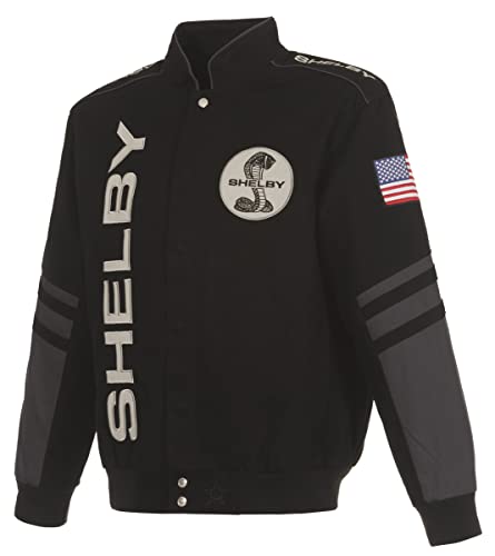 JH DESIGN GROUP Shelby Cobra Herrenjacke, bestickt, klassischer Twill-Mantel, Bsc1 Schwarz, 4XL von JH DESIGN GROUP