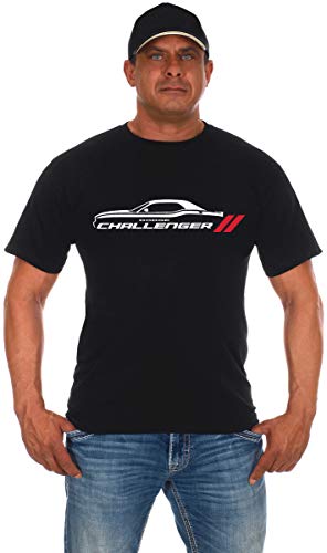JH DESIGN GROUP Herren T-Shirt Dodge Challenger Car, kurzärmlig, Rundhalsausschnitt, Schwarz - Schwarz - Groß von JH DESIGN GROUP