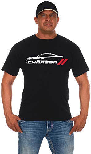 JH DESIGN GROUP Herren T-Shirt Dodge Charger Silhouette, kurzärmlig, Rundhalsausschnitt - Schwarz - X-Groß von JH DESIGN GROUP