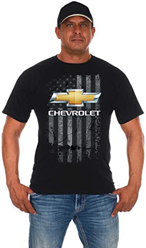 JH DESIGN GROUP Herren T-Shirt mit Chevy Fliege, Used-Look, amerikanische Flagge - Schwarz - 2X von JH DESIGN GROUP