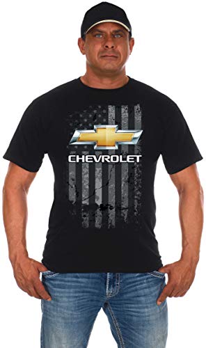 JH DESIGN GROUP Herren T-Shirt mit Chevy Fliege, Used-Look, amerikanische Flagge - Schwarz - X-Groß von JH DESIGN GROUP