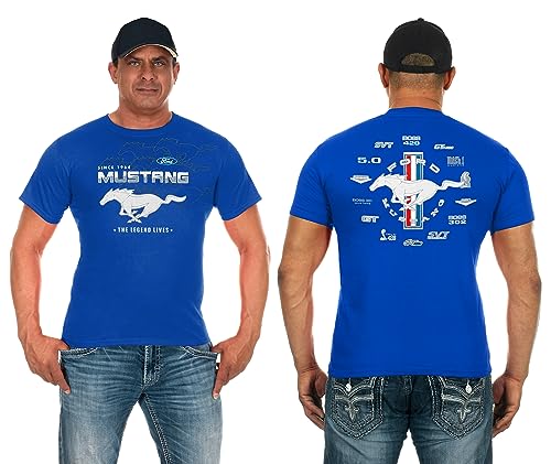 JH DESIGN GROUP JH Design Herren T-Shirt Ford Mustang Collage Kurzarm Rundhalsausschnitt in 4 Farben, Königlich (Royal), Mittel von JH DESIGN GROUP