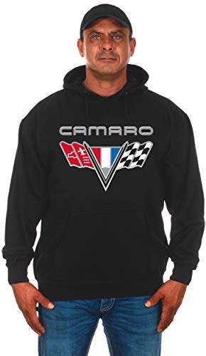 JH Design Group Herren Chevy Camaro V-Flag Emblem Pullover Hoodie Sweatshirt, Schwarz, 4X-Large von JH DESIGN GROUP
