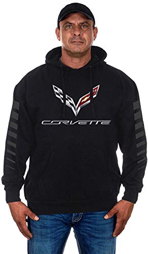 JH Design Group Herren Chevy Corvette Pullover Hoodie C7 Logo Sweatshirt, Schwarz, Small von JH DESIGN GROUP