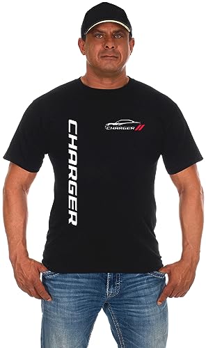 JH Design Herren Dodge Charger Classic T-Shirt Kurzarm Schwarz Rundhals Shirt, Schwarz, Mittel von JH DESIGN GROUP