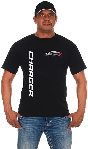 JH Design Herren Dodge Charger Classic T-Shirt Kurzarm Schwarz Rundhals Shirt, Schwarz, XL von JH DESIGN GROUP