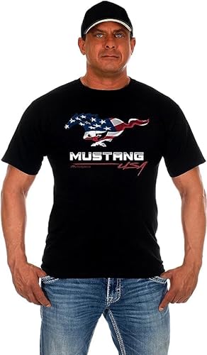 JH Design Herren Ford Mustang USA T-Shirt Kurzarm Rundhals Shirt, Schwarz, L von JH DESIGN GROUP