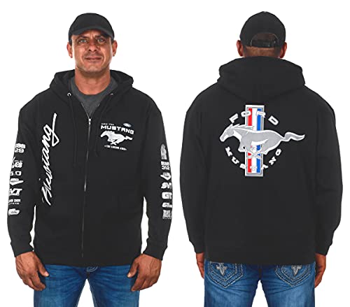 Jh Design Herren Ford Mustang Hoodies in 5 Stilen Pullover & Full Zip Up, Clg2-Schwarz, Large von JH DESIGN GROUP