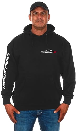JH Design Herren Dodge Challenger Classic Schwarz Pullover Hoodie Sweatshirt, Schwarz, Large von JH DESIGN GROUP