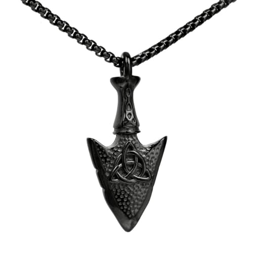 JHBTFQ Gungnir Kette 316L-Edelstahl Odin Speer Keltischer Knoten Anhänger mit 24 Zoll Kette Herren Wikinger Amulett Schmuck Geschenke,Gungnir black von JHBTFQ