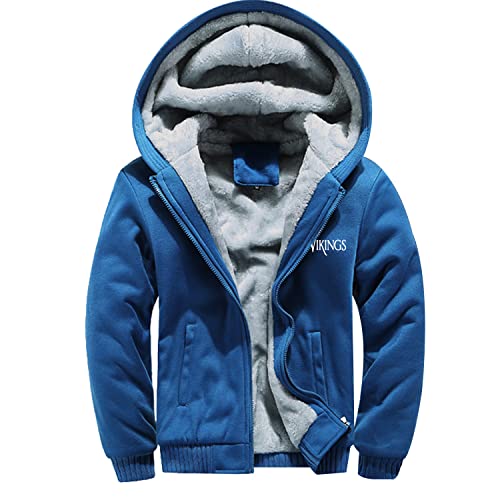 JHBTFQ Männer Wikinger Son of Odin Dicker Kapuzenpullover, Warmer Mantel aus Nordischem Valhalla Fleece Winter Street Jacke,Blau,5XL von JHBTFQ