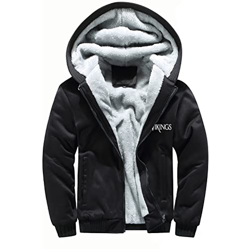 JHBTFQ Männer Wikinger Son of Odin Dicker Kapuzenpullover, Warmer Mantel aus Nordischem Valhalla Fleece Winter Street Jacke,Schwarz,3XL von JHBTFQ