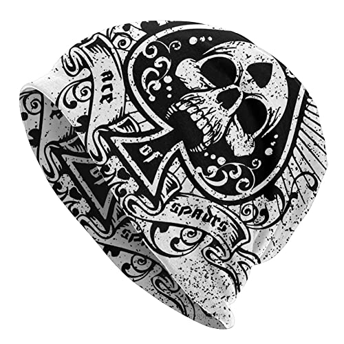 JHBTFQ Wikinger Beanie-Mütze für Herren Damen Stricken Doppellagig Skullies Herbst Sommer Odin-Mythos Nordisches Geschenk, Ace of spadrs, One Size von JHBTFQ