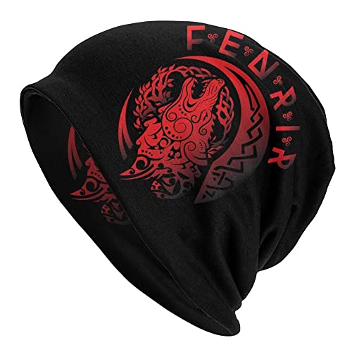 Wikinger Tattoo Fenrir Wolf Beanie Mütze Street Skullies Nordischer Hut für Herren und Damen Winter-warmer Mode Hip Hop Hut,Fenrir wolf,One Size von JHBTFQ