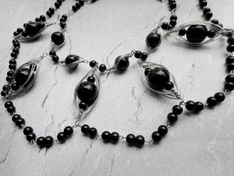Schwarze Halskette Für Frauen Handgefertigte Damenmode Perlenschmuck Modeschmuck Handgefertigtes Einzigartiges Geschenk Ihre Schmuckgeschenke von JHFWBeadsAndFindings