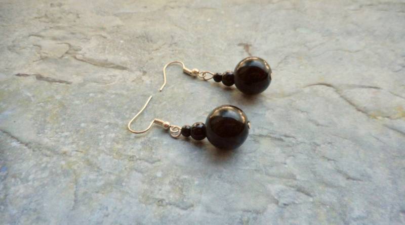 Schwarze Perlen Ohrringe Damen Ornament Handgemachte Baumeln/Gitblack Silber Schmuck Trending Mode Artikel Runde von JHFWBeadsAndFindings