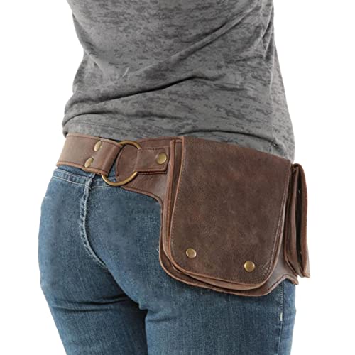 Mittelalterliche Brustpanzerung Wikinger Leder Brustplatte Verstellbare Rüstung für Männer und Frauen für LARP Halloween Cosplay Party (Vintage Bauchtasche) von JHHYTZTO