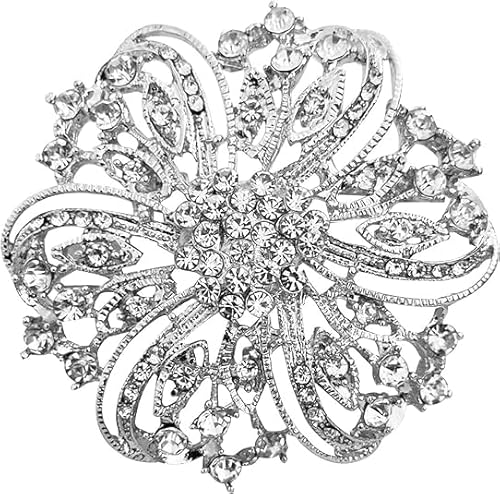 JHJEWH Kristall Strass Brosche Damen Silber Brosche Silber Brosche mit geflochtenen Blütenblättern Blume Brosche mit klaren Strass Broschen für DIY Schmuck Brautstrauß JHJEWH Kristall Strass Brosche Damen Silber Brosche Silber Brosche mit geflochtenen Blütenblättern Blume Brosche mit klaren Strass Broschen für DIY Schmuck Brautstrauß von JHJEWH