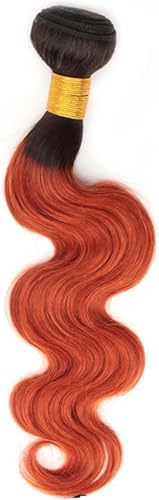 Echthaarbündel, gewelltes unbehandeltes Haar, 1/3 Bündel, gewellte Echthaar-Webart-Extensions, Echthaar-Webart-Bündel für Frauen, Haarverlängerungen (Ombre 1B-Grün) = 15%, 14 1–14 14 14-Om von JHJRYGKI