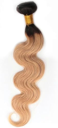 Echthaarbündel, gewelltes unbehandeltes Haar, 1/3 Bündel, gewellte Echthaar-Webart-Extensions, Echthaar-Webart-Bündel für Frauen, Haarverlängerungen (Ombre 1B-Grün) = 15%, 14 1–14 Zoll, 1 von JHJRYGKI