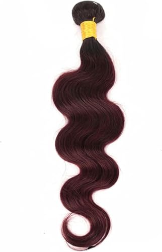 Echthaarbündel, gewelltes unbehandeltes Haar, 1/3 Bündel, gewellte Echthaar-Webart-Extensions, Echthaar-Webart-Bündel für Frauen, Haarverlängerungen (Ombre 1B-Grün) = 15%, 14 1–16 16 16-Om von JHJRYGKI