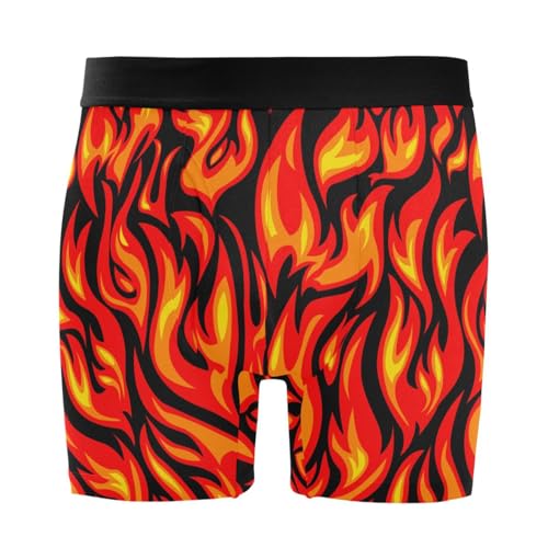 JHKKU Herren-Boxershorts, weich, bequem, Stretch, 10,2 cm Schrittlänge, Unterwäsche mit Eingriff, fire, Medium von JHKKU