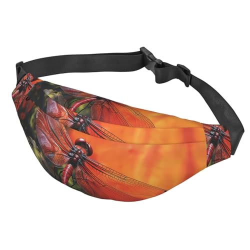 Bauchtasche für Damen und Herren, verstellbare Hüfttasche, Umhängetasche, rote Krone, Bauchtasche, Libelle Rot, Einheitsgröße Bauchtasche für Damen und Herren, verstellbare Hüfttasche, Umhängetasche, rote Krone, Bauchtasche, Libelle Rot, Einheitsgröße von JHLMN