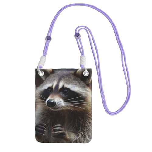 JHLMN Kleine Umhängetasche für Damen, Handy-Geldbörse, Mini-Handytasche, Waschbär-Handytasche, Violett, Einheitsgröße von JHLMN