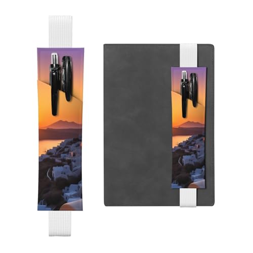 JHLMN Stifthalter für Notizbuch, verstellbares Gummiband, Stifthalter, Griechenland, Insel, Sonnenuntergang, Landschaft, Lesezeichen, PU-Leder, Stifteetui, Lesezeichen, Seitenmarkierung für Planer JHLMN Stifthalter für Notizbuch, verstellbares Gummiband, Stifthalter, Griechenland, Insel, Sonnenuntergang, Landschaft, Lesezeichen, PU-Leder, Stifteetui, Lesezeichen, Seitenmarkierung für Planer von JHLMN
