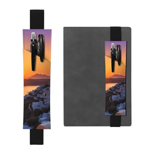 JHLMN Stifthalter für Notizbuch, verstellbares Gummiband, Stifthalter, Griechenland, Insel, Sonnenuntergang, Landschaft, Lesezeichen, PU-Leder, Stifteetui, Lesezeichen, Seitenmarkierung für Planer JHLMN Stifthalter für Notizbuch, verstellbares Gummiband, Stifthalter, Griechenland, Insel, Sonnenuntergang, Landschaft, Lesezeichen, PU-Leder, Stifteetui, Lesezeichen, Seitenmarkierung für Planer von JHLMN