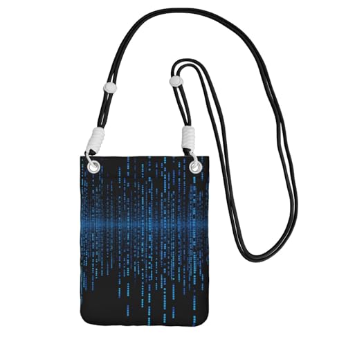 Kleine Crossbody-Tasche für Damen, Handy-Geldbörse, Mini-Handygeldbörse, The Blue Binary Matrix, Handytasche, Schwarz, Einheitsgröße von JHLMN