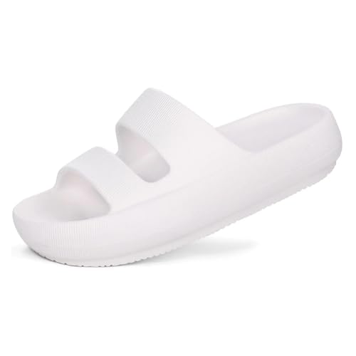JHSDHYD Wolkenschuhe Orthopädische Slide-Sandalen for Damen, weiche Erholungs-Schlupfsandalen, leichte Sommer-Wolken-Hausschuhe mit Fußgewölbeunterstützung(White,40) von JHSDHYD