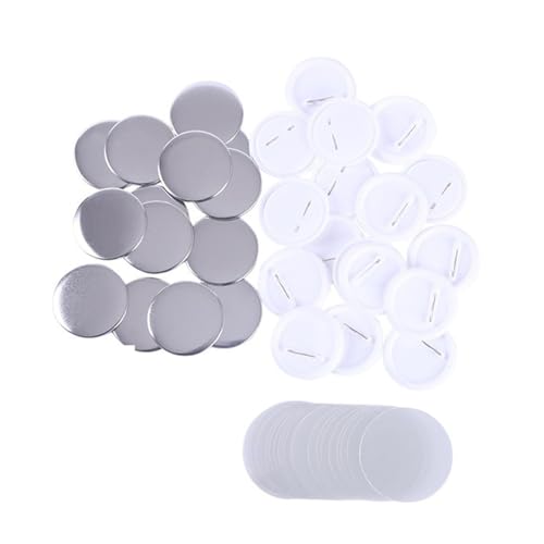 100 Sets Blanko-Buttons, Zubehör for runde Button-Maker, inklusive Metallschalen und transparenter Mylar- und Kunststoffbasis Mehrzweck(37MM) von JHXHFJXZ