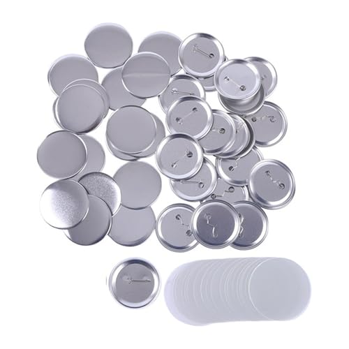 100 Sets Weißblech-Abzeichenzubehör, mattierte Abzeichenmaterialien, DIY-Zubehör zur Herstellung von leeren Knöpfen, DIY-Bastelarbeiten Mehrzweck(Frosted,44MM) von JHXHFJXZ