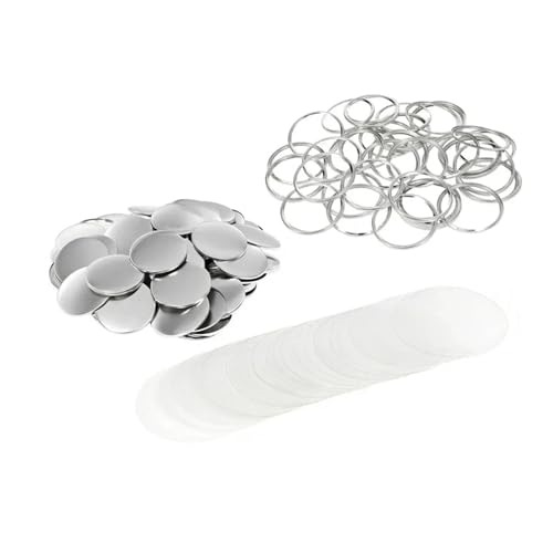 100 Stück 58 mm DIY Herstellung Mini Weißblech Spiegel Zubehör Tragbare Tasche Mini Rundspiegel for Button Badge Maschine Mehrzweck von JHXHFJXZ