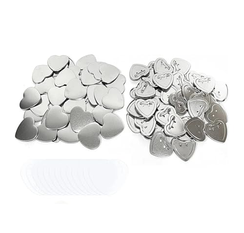 100 Stück Blanko-Anstecker, Button Maker Maschinenteile, Blanko-Anstecker, runde und herzförmige Button-Zubehör Mehrzweck(32mm,Heart-Shaped) von JHXHFJXZ