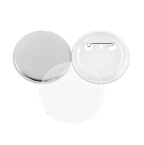 100 Stück Blanko-Anstecker-Herstellerteile, 25–75 mm Kunststoff-/Metall-Anstecker-Knopfteile-Sets Mehrzweck(37mm,Plastic Base 100Pcs) von JHXHFJXZ