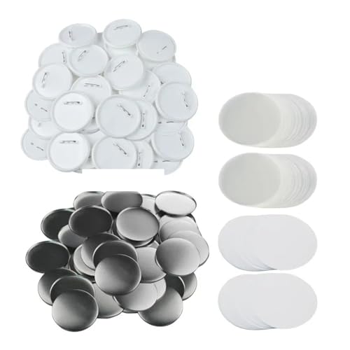 100 Stück Blanko-Buttons, 25–75 mm, rund, Teile for Anstecker, Kunststoff/Metall, mattiert, Anstecker-Set Mehrzweck(75mm,Plastic 100PCS) von JHXHFJXZ