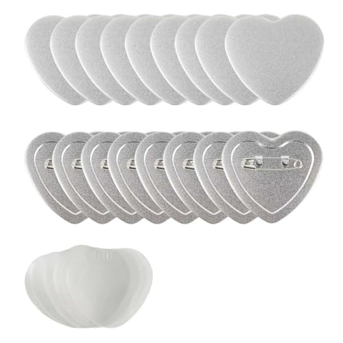 100 Stück herzförmige Blanko-Button-Teile, DIY-Button-Set, Metall-Button-Herstellungsteile Mehrzweck von JHXHFJXZ