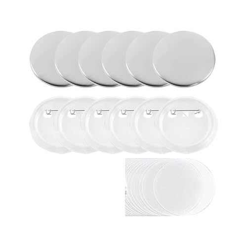 100 stücke Blank Button Badge Maker Pin Teile Metall Shell Kunststoff Abdeckung Buttons Badges Kit for DIY Kunst Handwerk Mehrzweck(37mm) von JHXHFJXZ