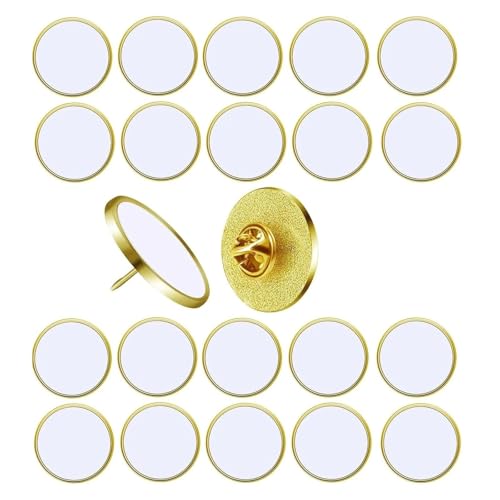 100 stücke Sublimation Pins Tasten Groß Runde Sublimation Tasten Rohlinge Mit Pins DIY Button Abzeichen Kit Mehrzweck(Gold) von JHXHFJXZ